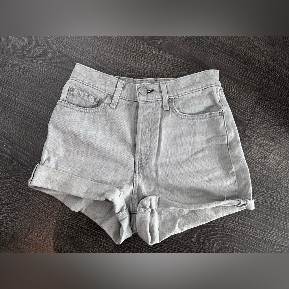 Rag & Bone Gray Denim with Tan Leather Detail
